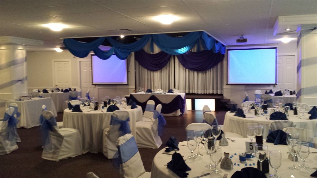 Eagles Club event room in North Vancouver set up for a wedding reception